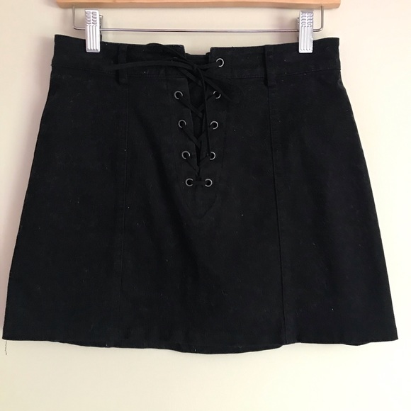 Forever21 Brushed Twill Front Lace-up Mini Skirt